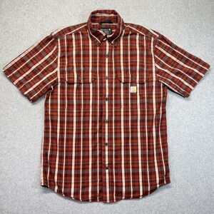 Carhartt Rugged Flex Plaid Shirt Men’s Medium Brown Burnt Orange 105702 225